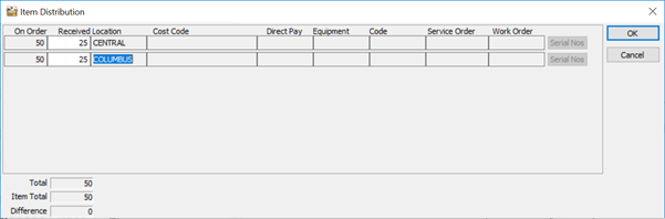 Enter Receipts for Purchase Orders with Multiple Locations